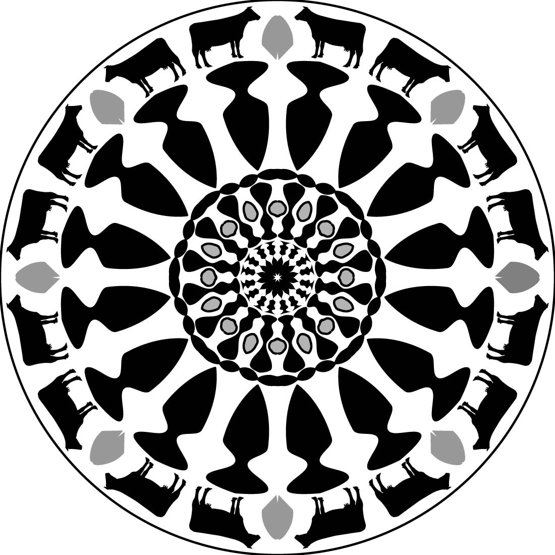 Mandala Art with Black Cow preview image.