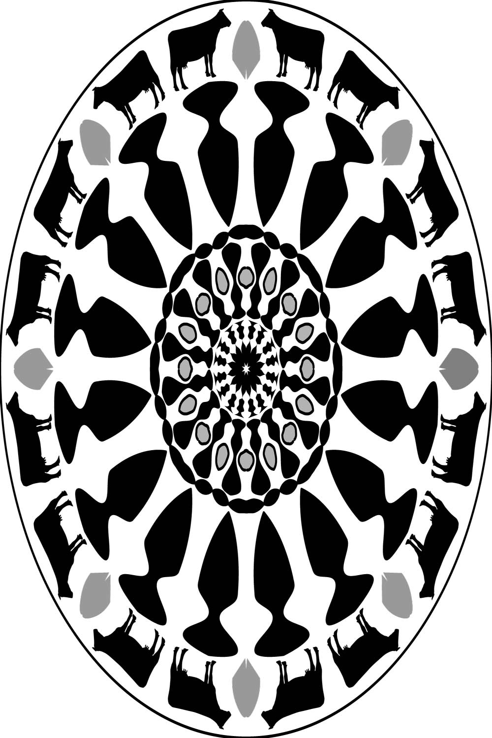 Mandala Art with Black Cow pinterest preview image.