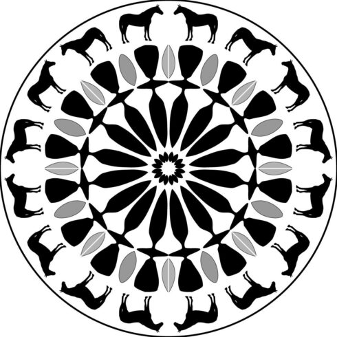 Mandala art with black Horse cover image.