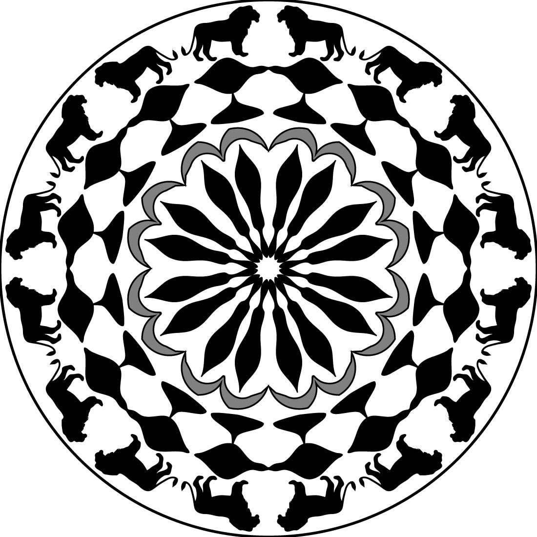 Mandala Art with King Lion preview image.