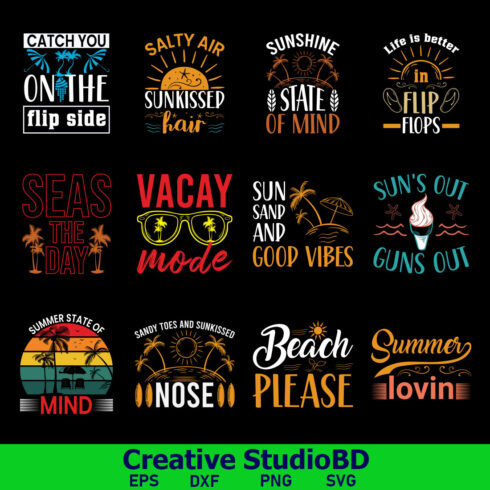 Summer Vibes SVG Bundle Cut File cover image.