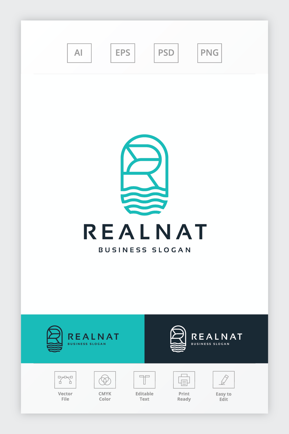 Real Nature Letter R Logo pinterest preview image.