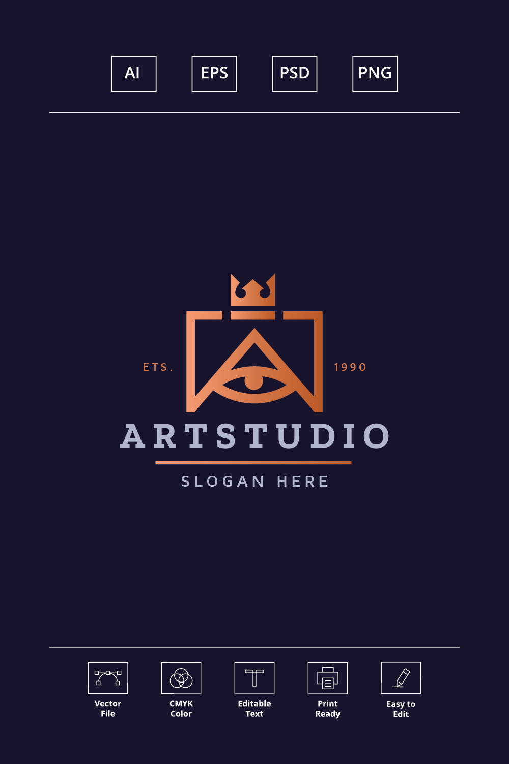Art Studio Letter A Logo pinterest preview image.