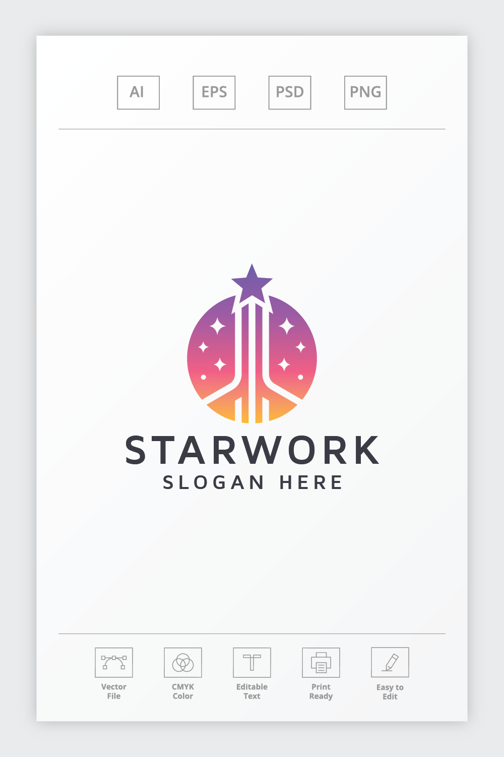 Business Star Work Logo pinterest preview image.