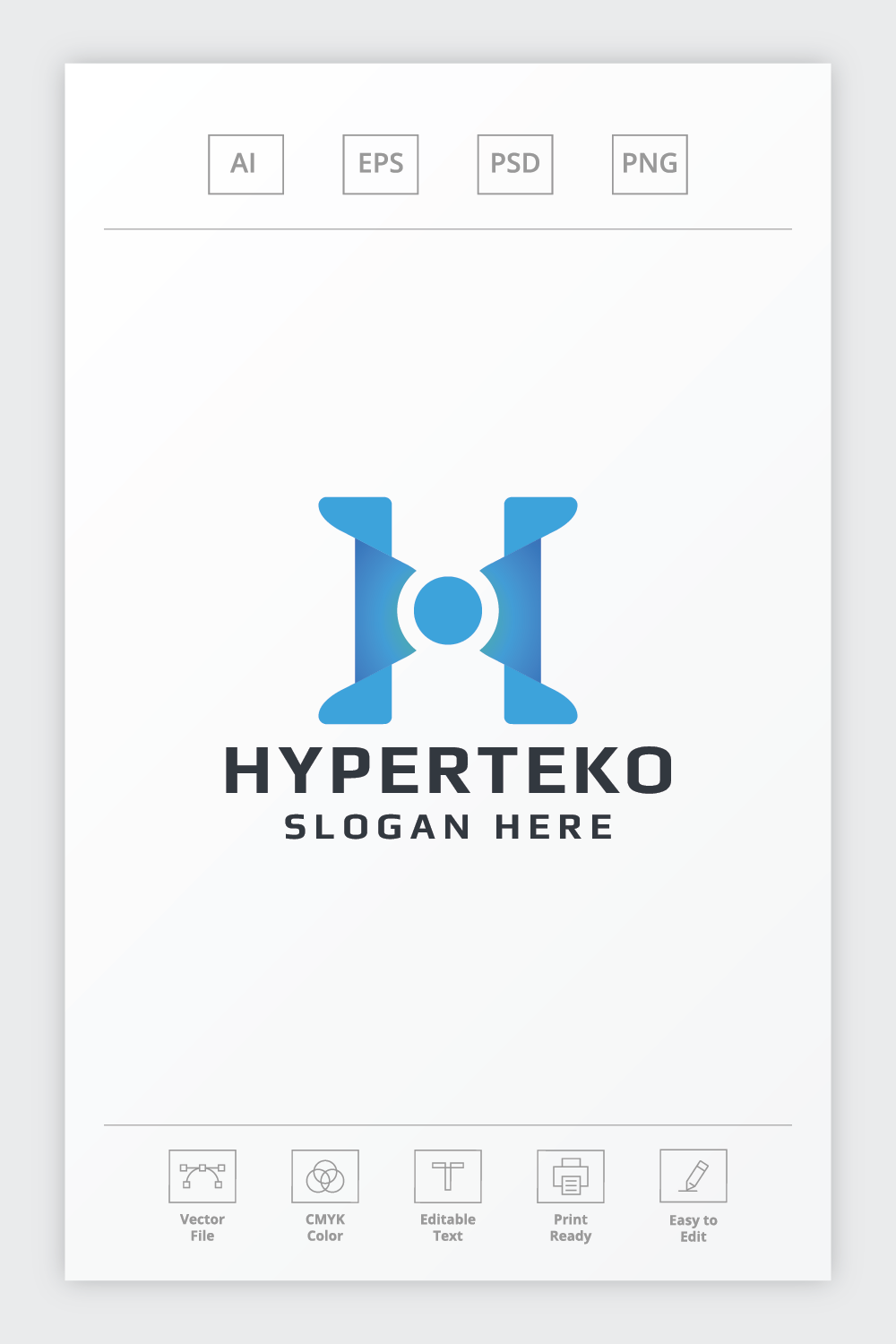 Hyperteko Letter H Logo pinterest preview image.