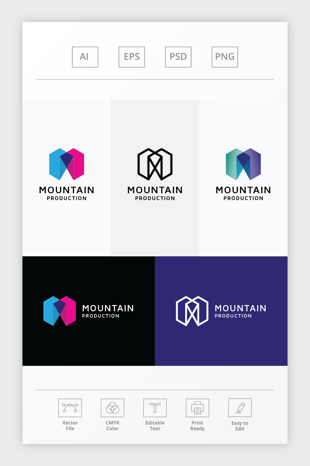 Mountain Production Letter M Logo pinterest preview image.