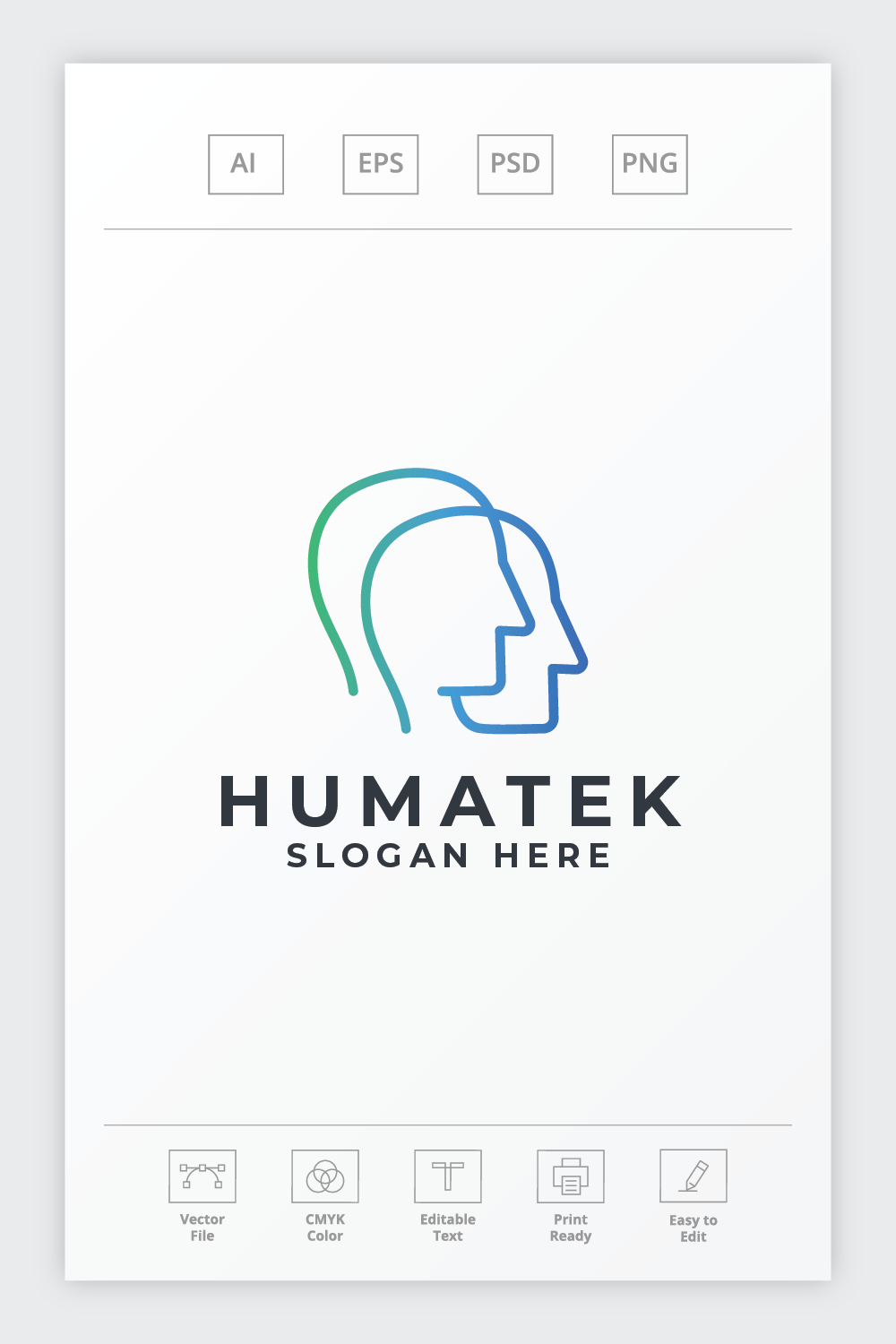Human Mind Technology Logo pinterest preview image.