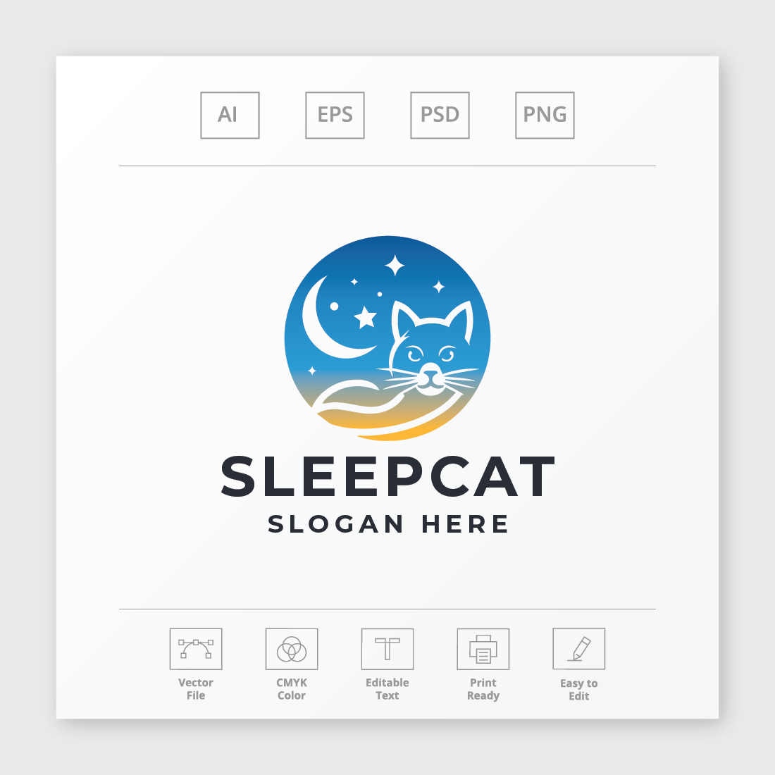 Sleep Cat Pet Logo preview image.
