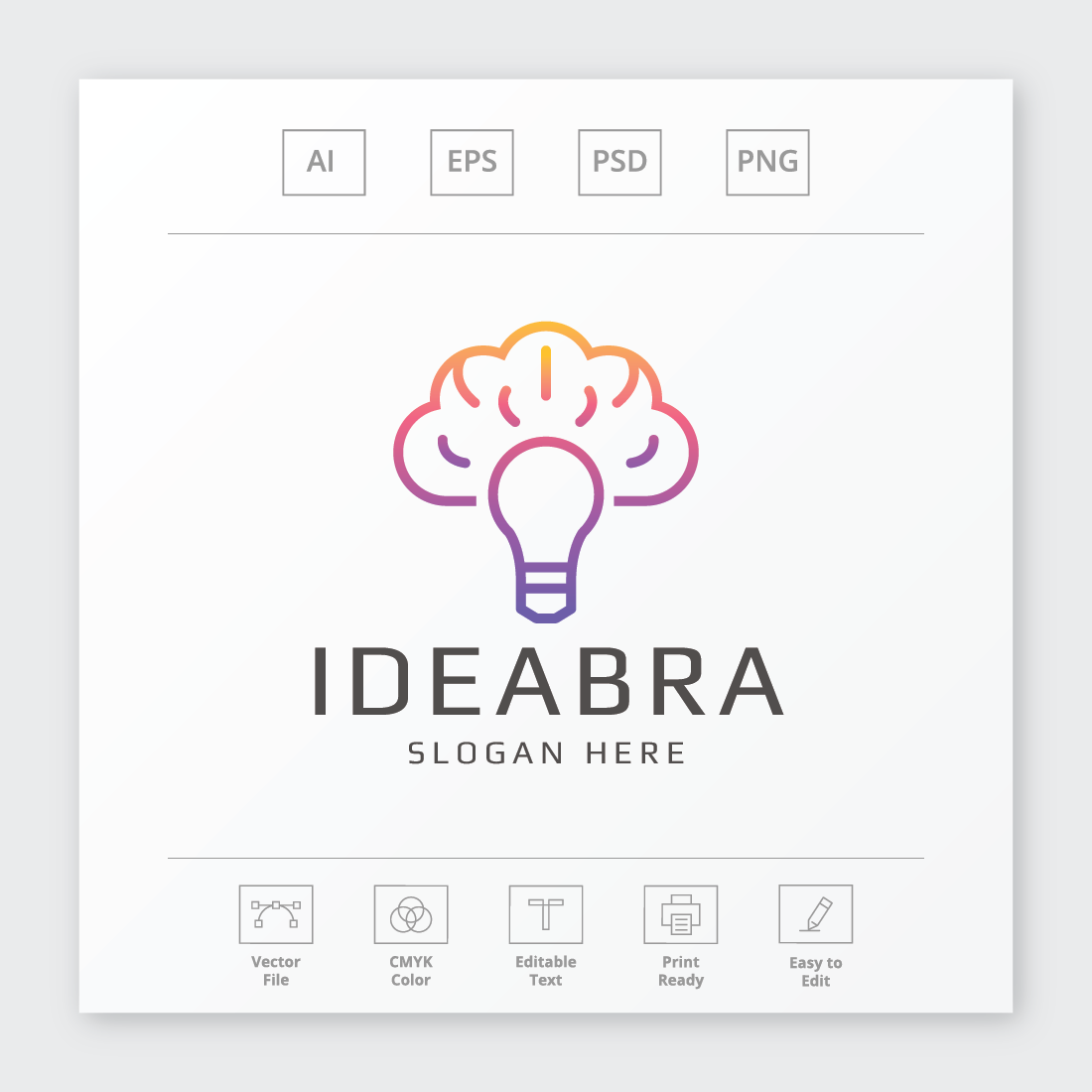 Idea Brain Bulb Logo preview image.