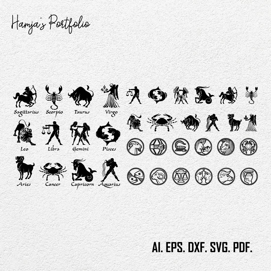 Zodiac Svg Bundle, Astrology Signs Svg, Zodiac Sign svg, Horoscope Svg, Zodiac Clipart, Svg Files for Cricut, Digital Download preview image.