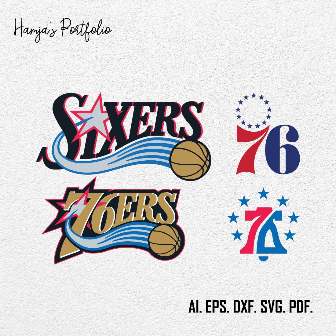 Philadelphia 76ers Logo SVG Bundle Set preview image.