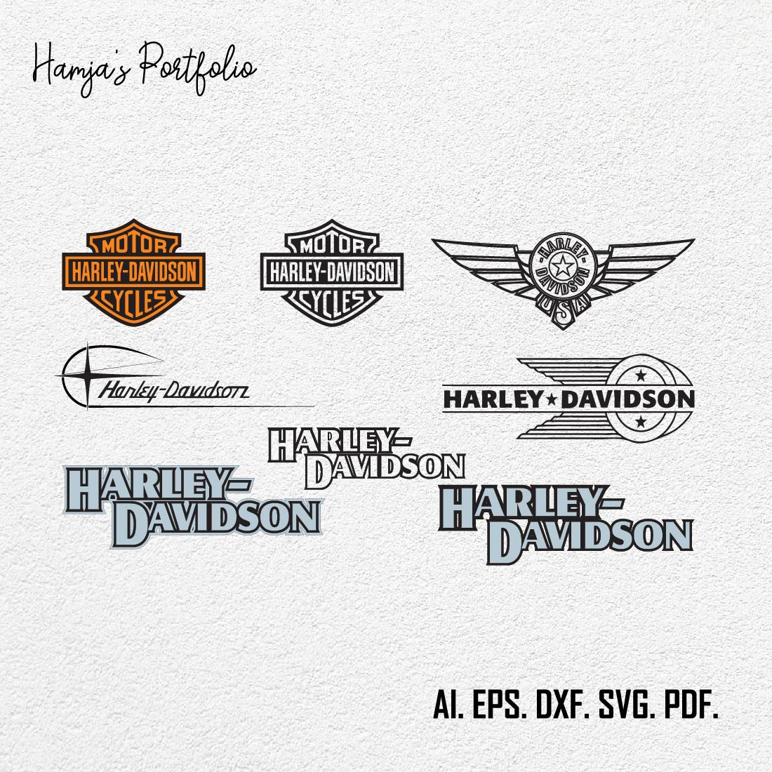 Harley davidson motor svg Gift For Man and Boy SVG PNG EPS dxf,harley davidson logo vector set preview image.