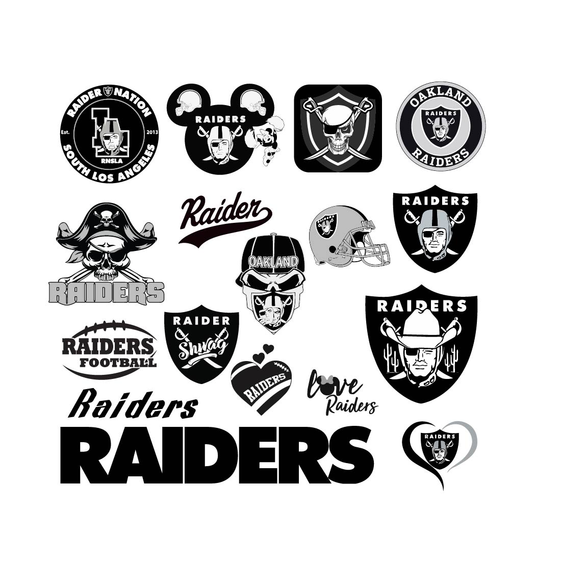 Las Vegas Raiderrs Football SVG Logo Vector Design - Oakland Raiders SVG - Sport Vector Logo Set preview image.