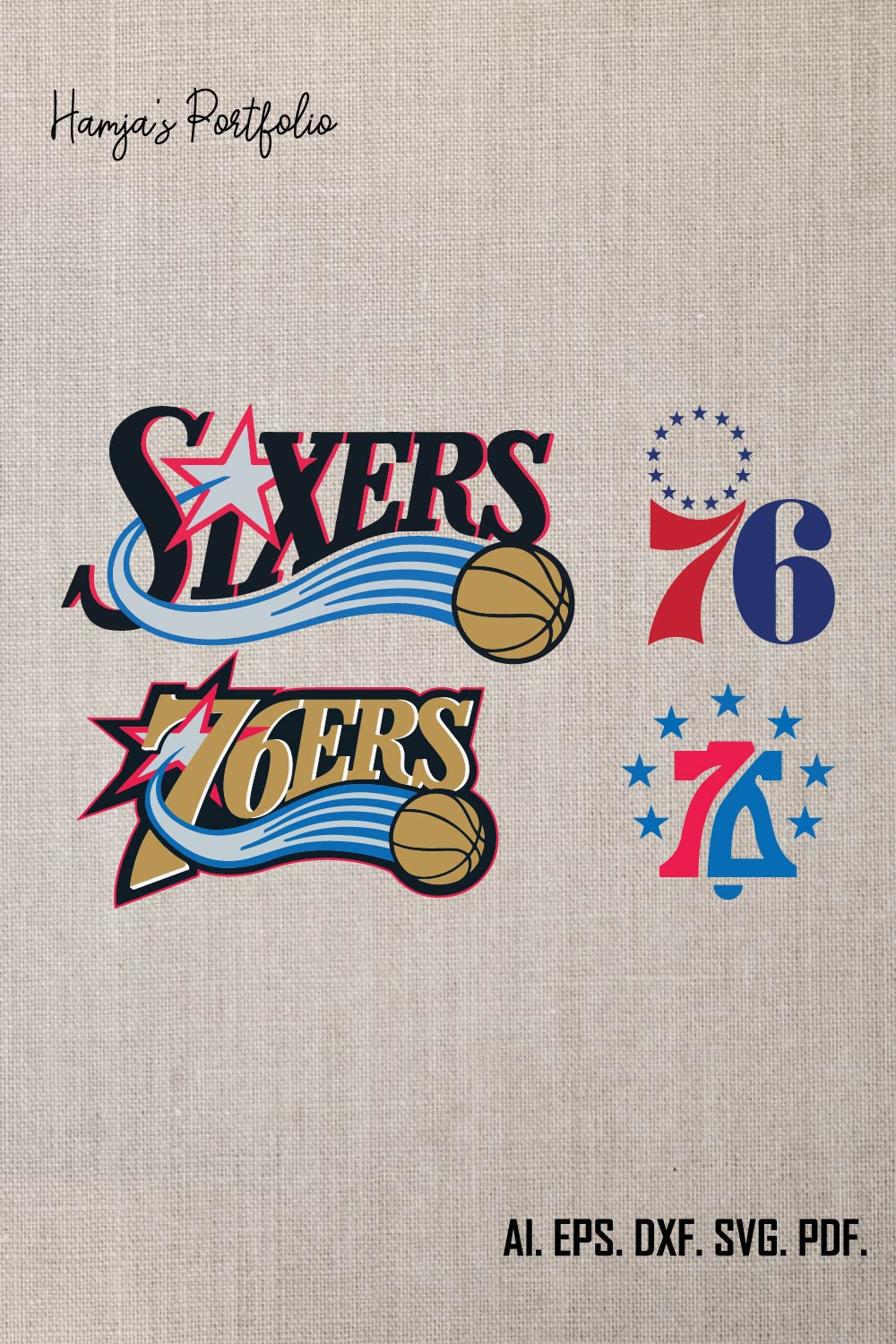 Philadelphia 76ers Logo SVG Bundle Set pinterest preview image.