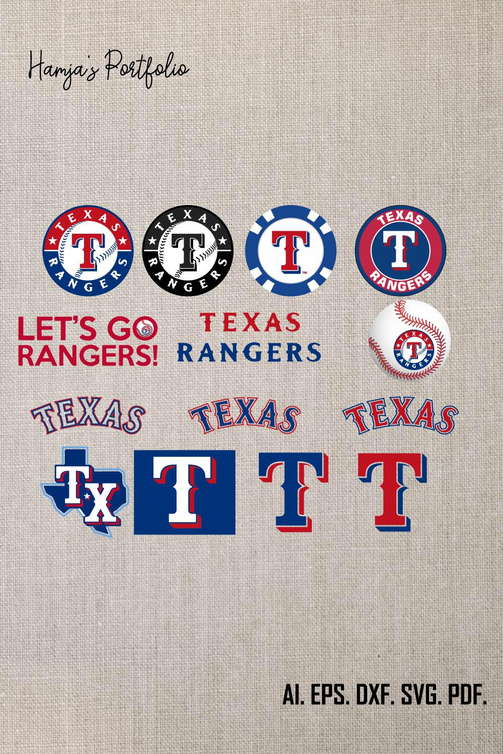 Texas Rangers Logo SVG Design pinterest preview image.