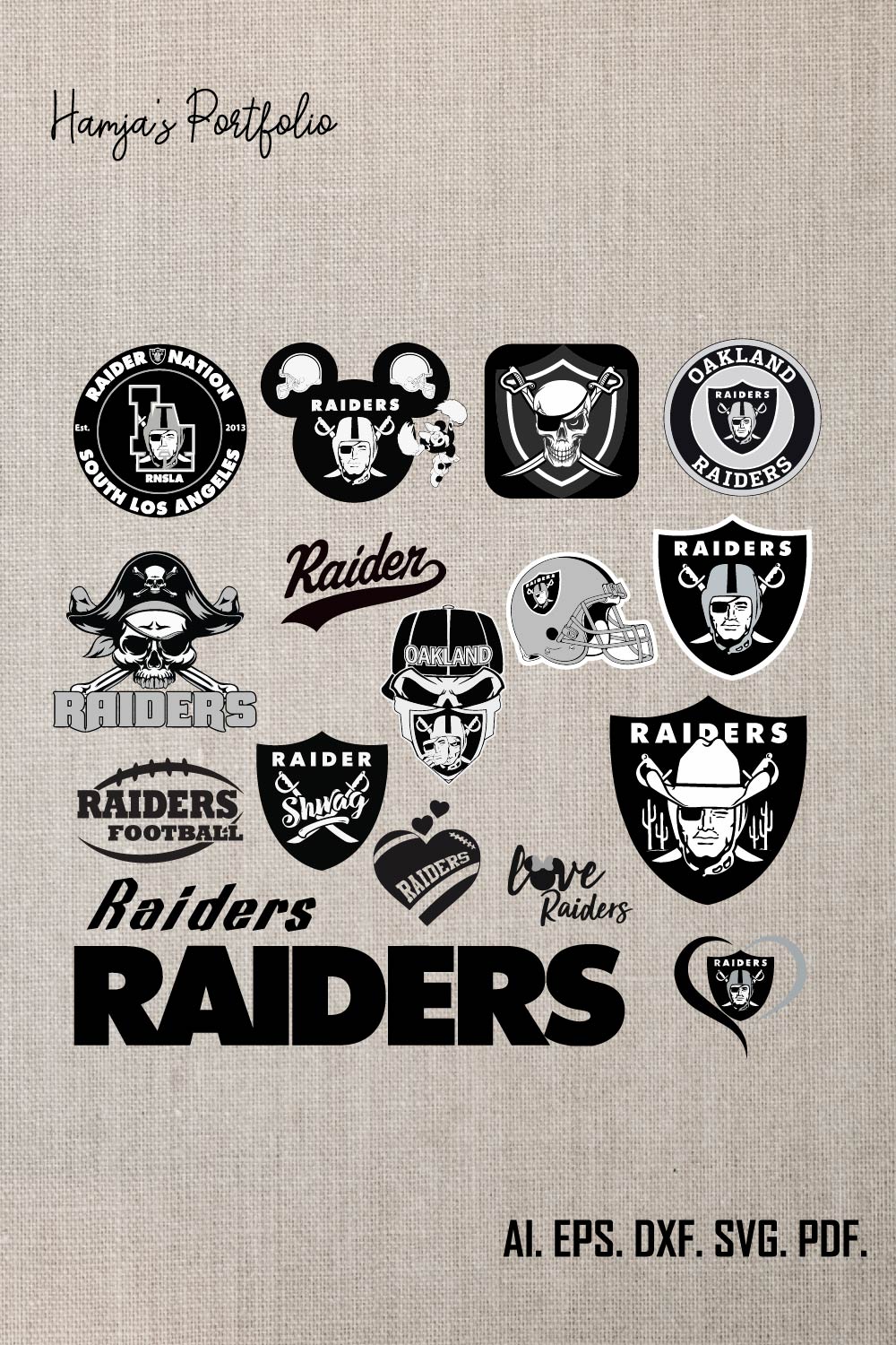 Las Vegas Raiderrs Football SVG Logo Vector Design - Oakland Raiders SVG - Sport Vector Logo Set pinterest preview image.