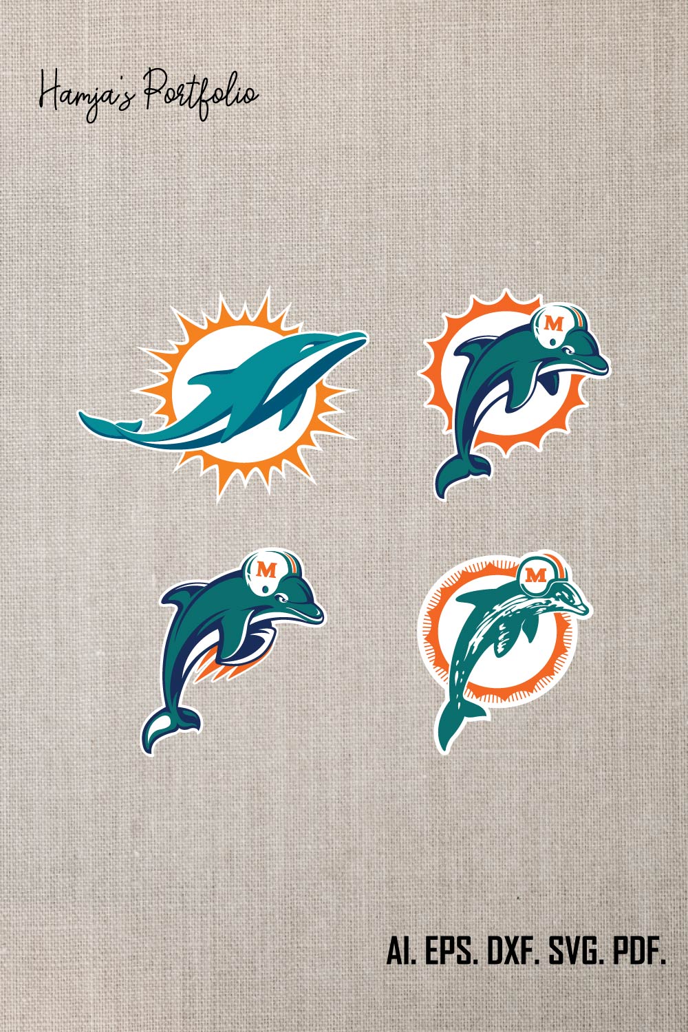 Miami Dolphinns Football Logo SVG Vector Design pinterest preview image.