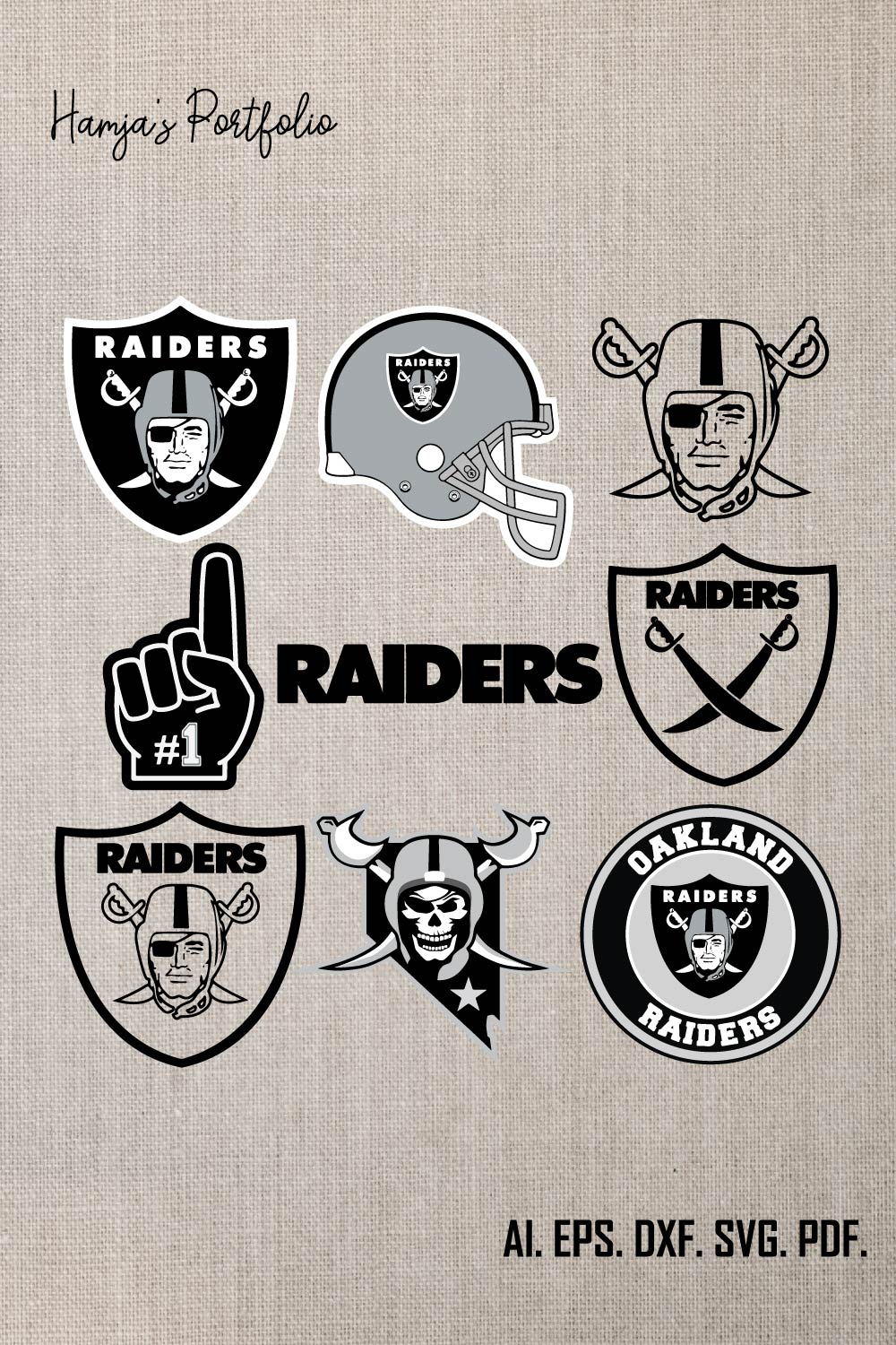 Las Vegas Raiderrs Football SVG Logo Vector Design - Oakland Raiders SVG - Sport Vector Logo Set pinterest preview image.