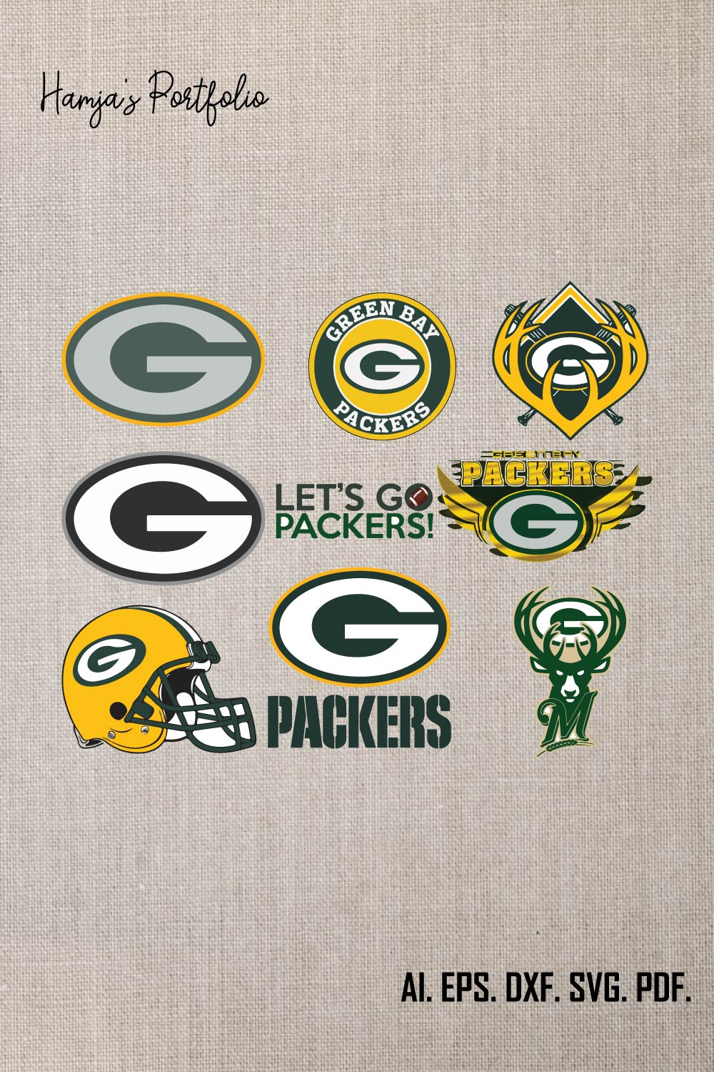 Green Bay Packers SVG Vector Design pinterest preview image.