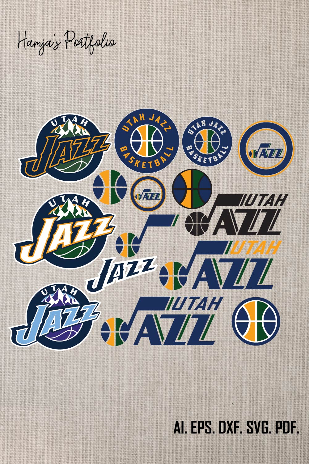 Utah Jazz Basketball Team Svg logo Vector Design pinterest preview image.