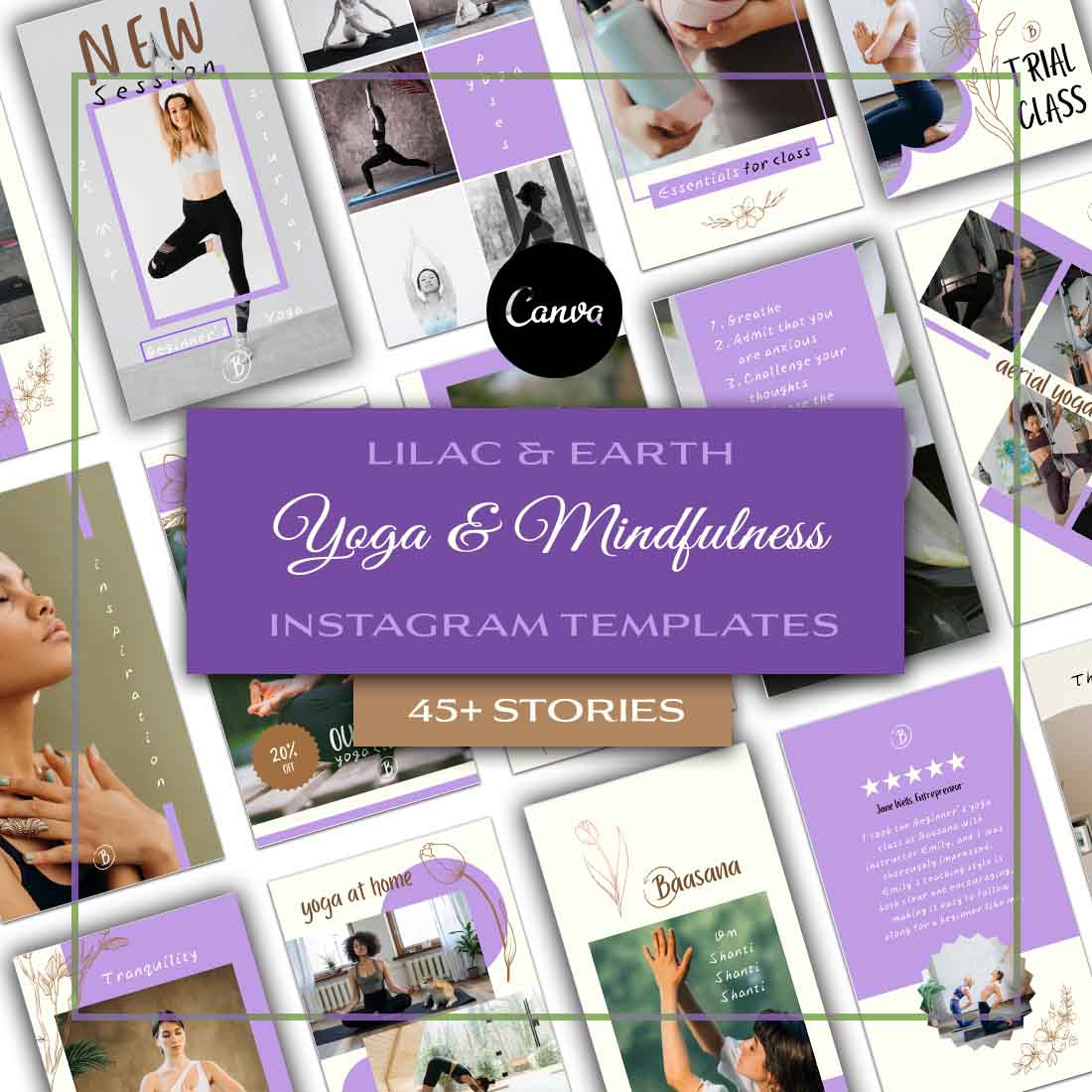 Yoga Instagram Story Canva Templates cover image.