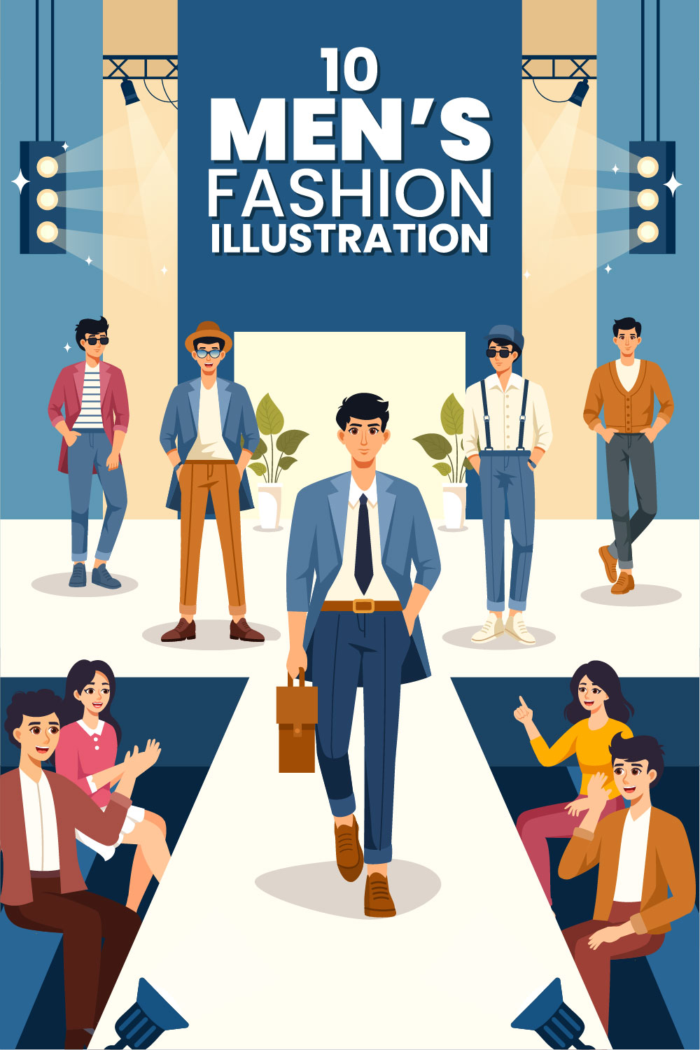 10 Men's Fashion Show Illustration pinterest preview image.