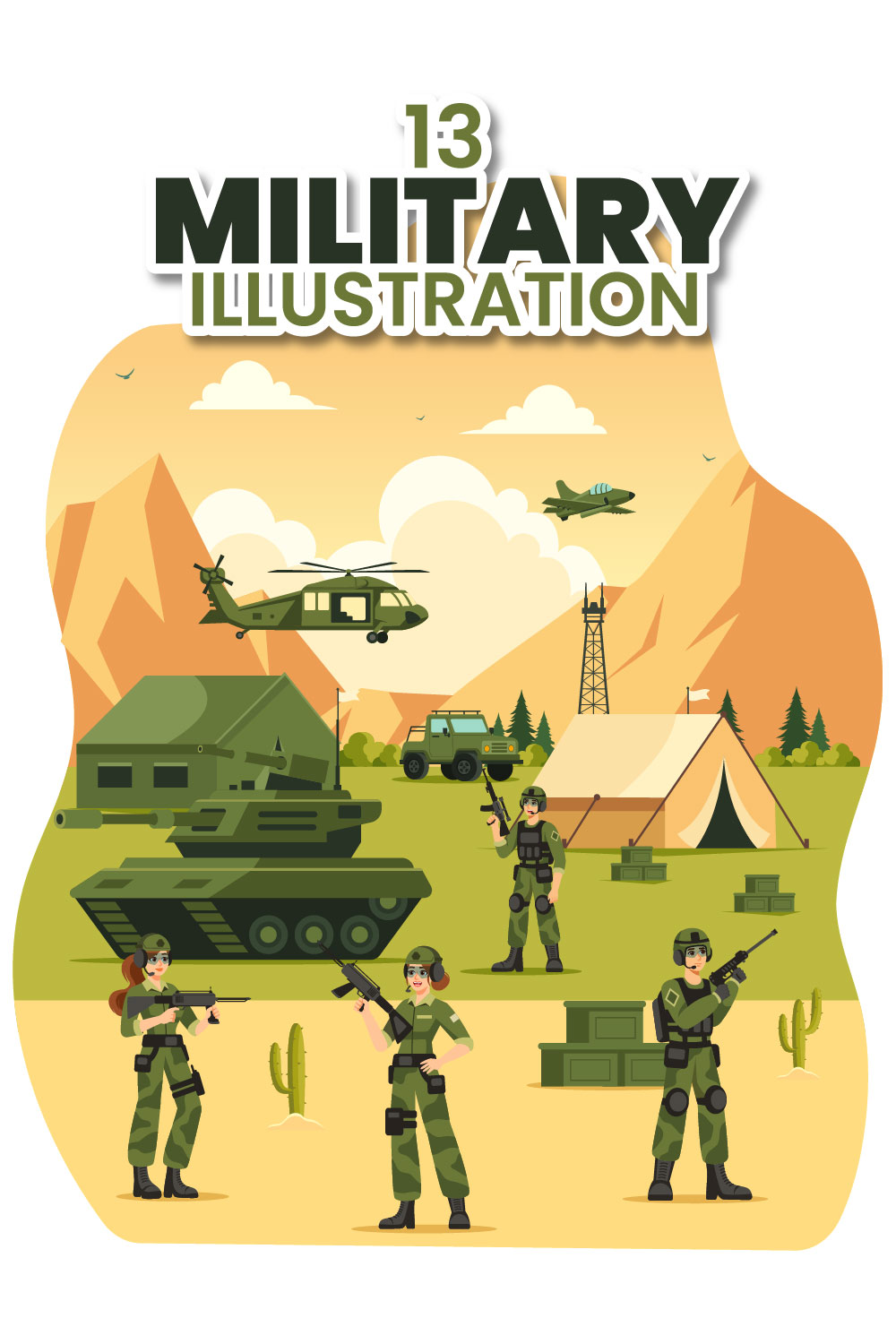 13 Military Army Force Illustration pinterest preview image.