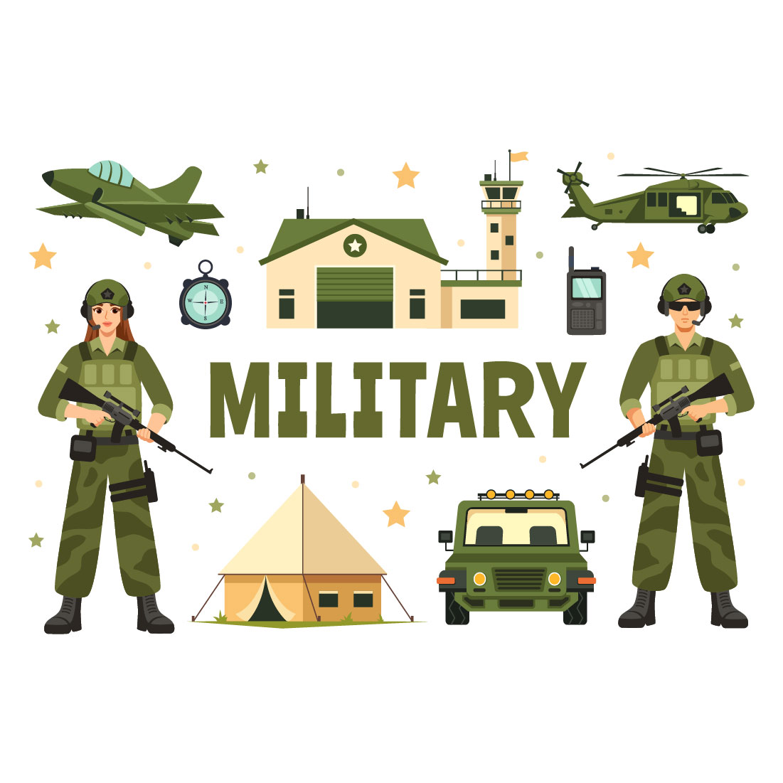 13 Military Army Force Illustration preview image.