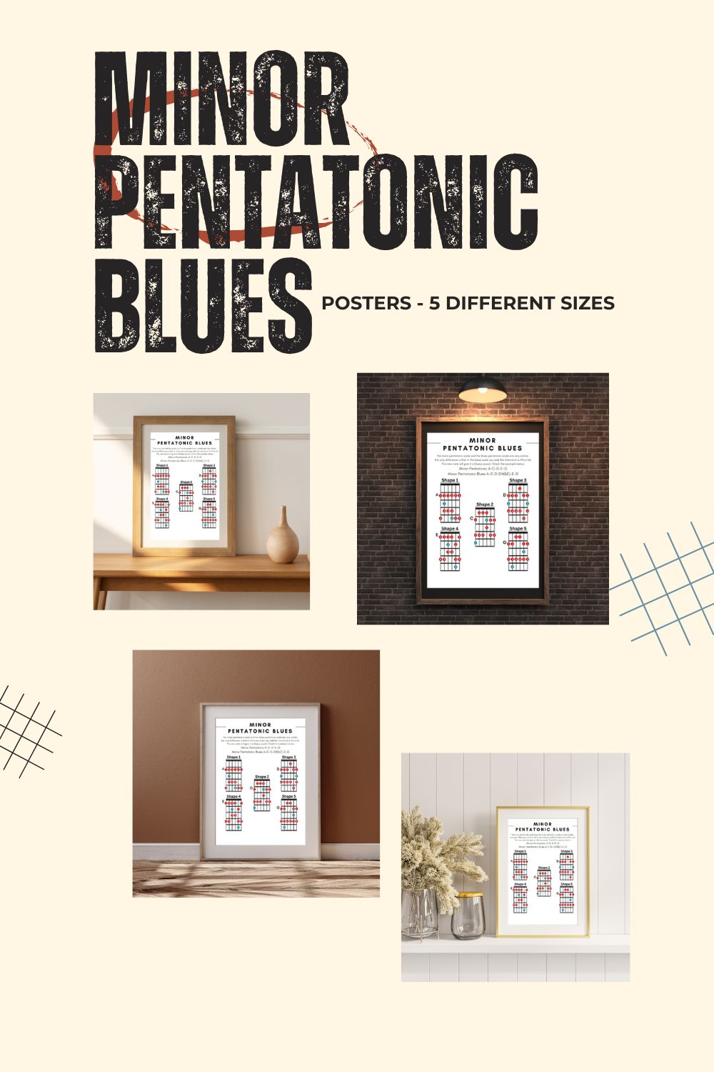 Minor Pentatonic Blues Scales pinterest preview image.