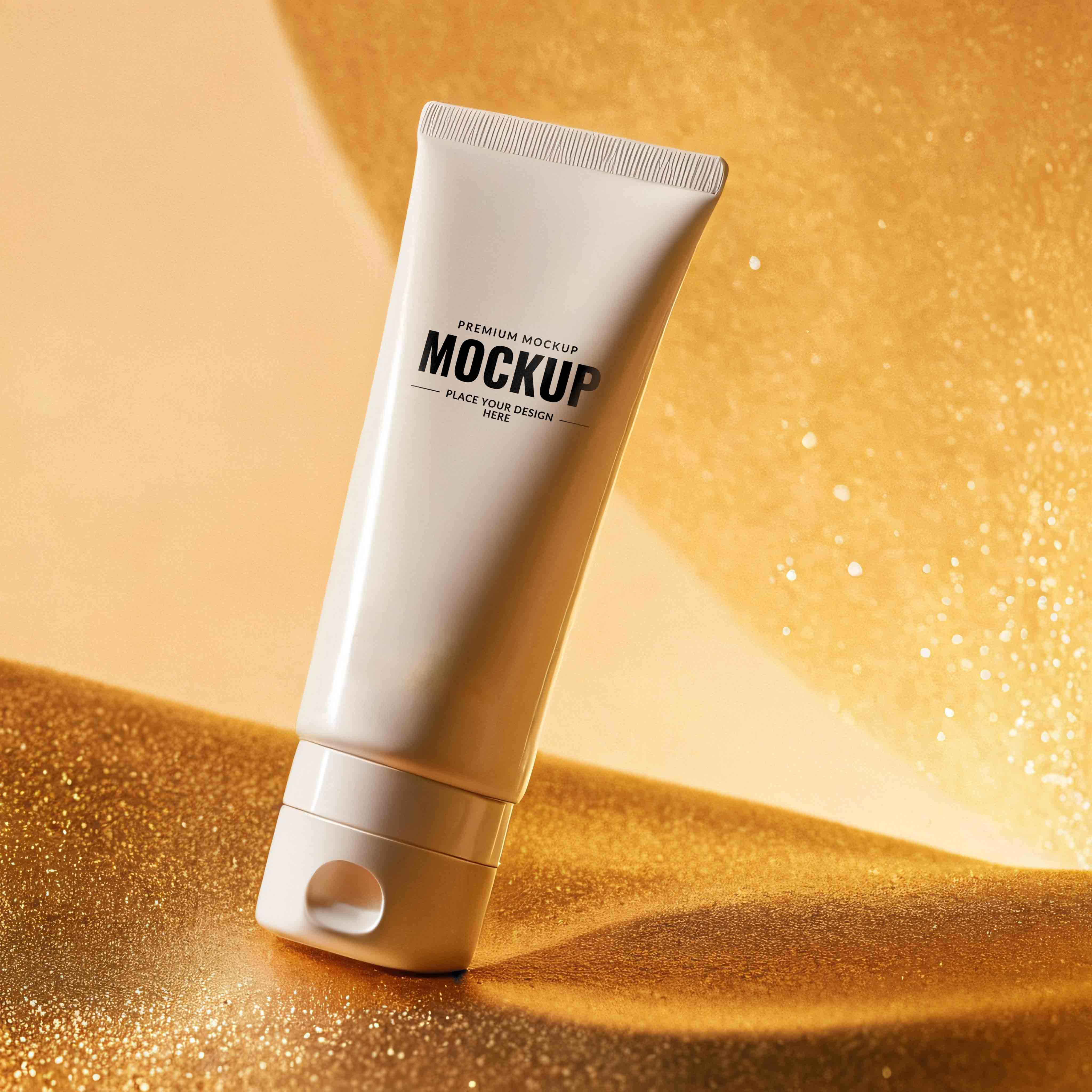 Facewash Tube Mockup Standing On Glitter Surface cover image.