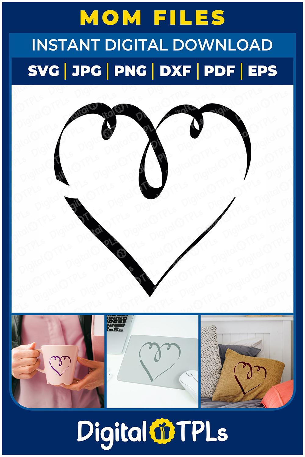 Mom SVG | Love SVG | Heart SVG Files pinterest preview image.
