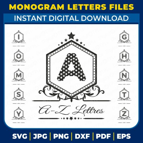 A to Z Split Monogram Letters SVG Files cover image.