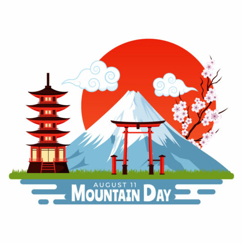 12 Mountain Day in Japan Illustration cover image.