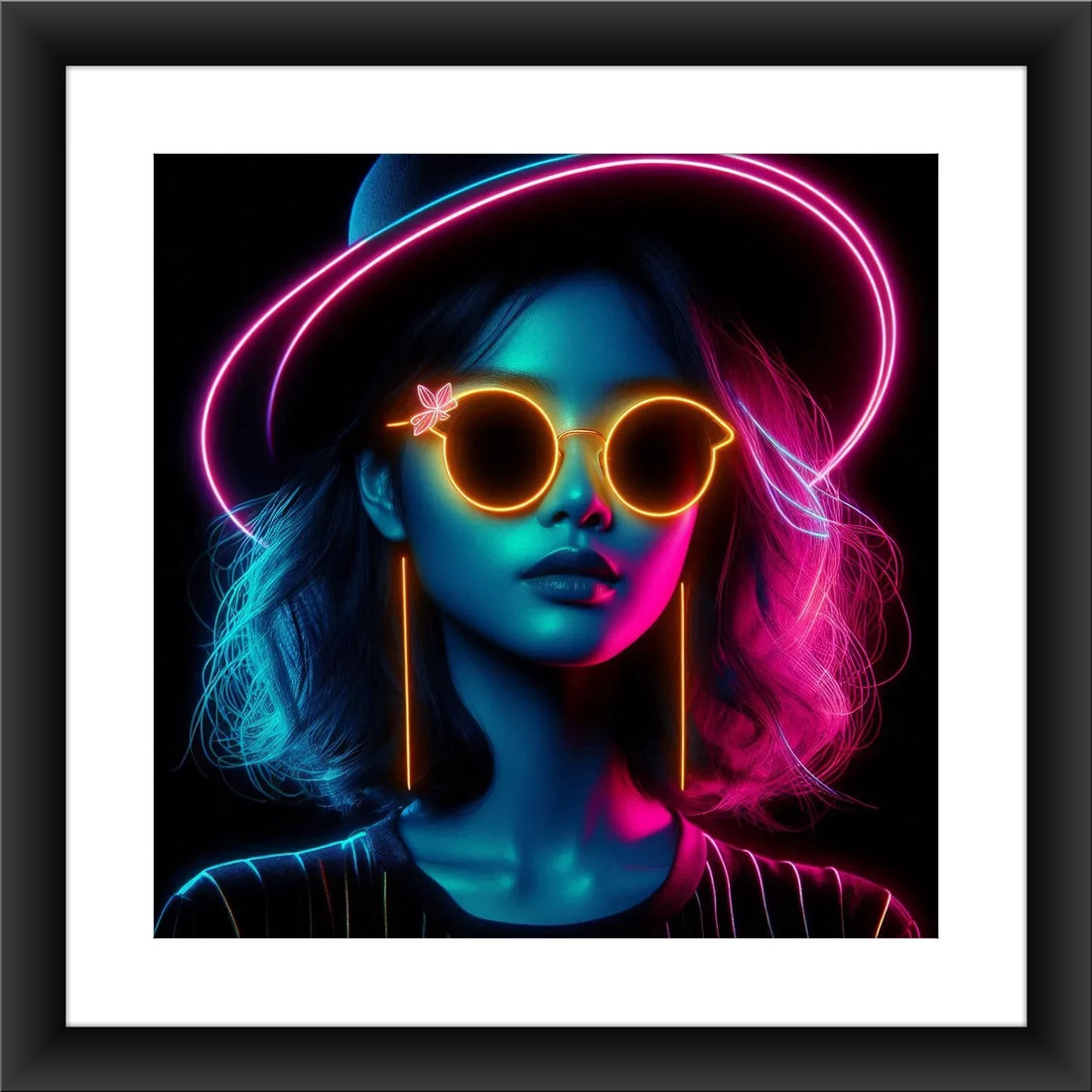 Chinese Fashion Model Neon Style Photo Art Poster Print Home Decor Printable Download preview image.