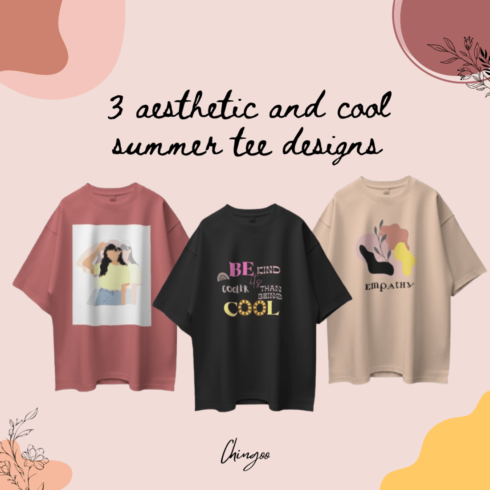 Cute and Aesthetic summer t-shirt bundle of 3 cover image.