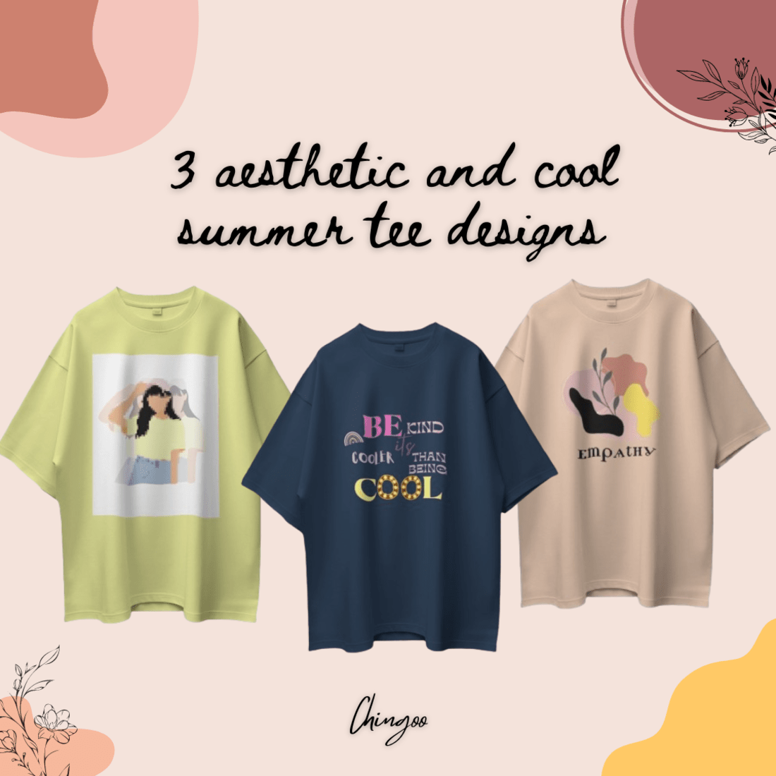 Cute and Aesthetic summer t-shirt bundle of 3 preview image.