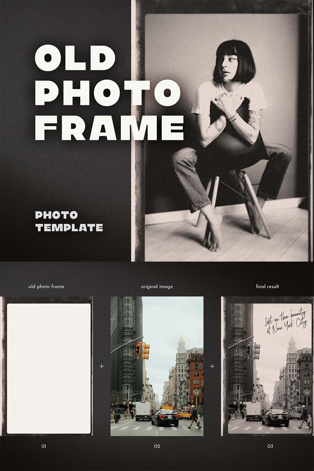 Old Photo Frame Template pinterest preview image.