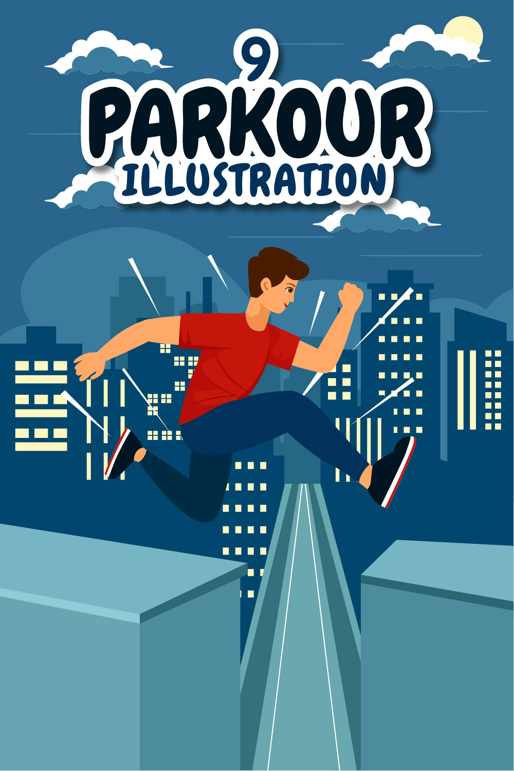 9 Parkour Sports Illustration pinterest preview image.