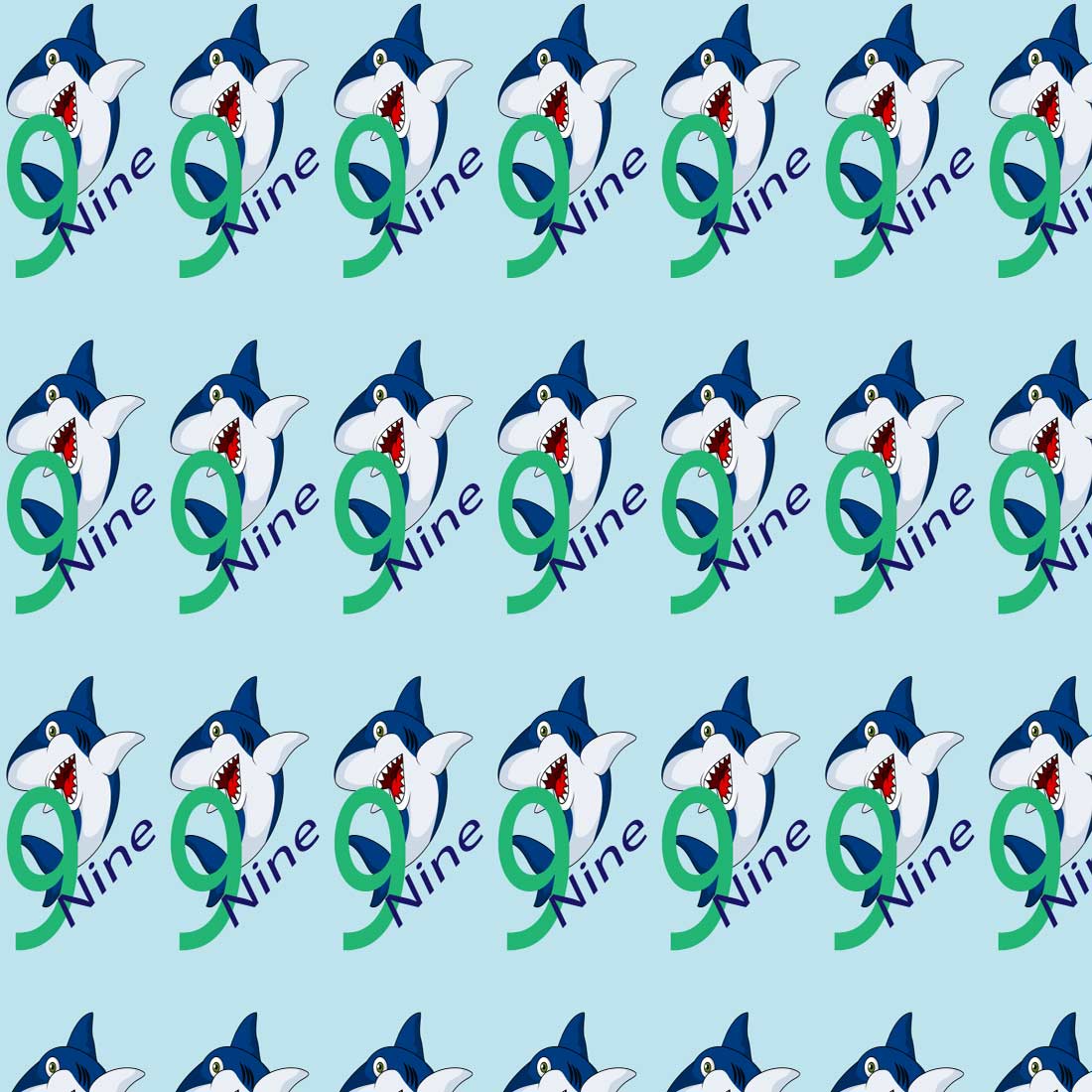 pattern design in number nine with blue dolphin1 209