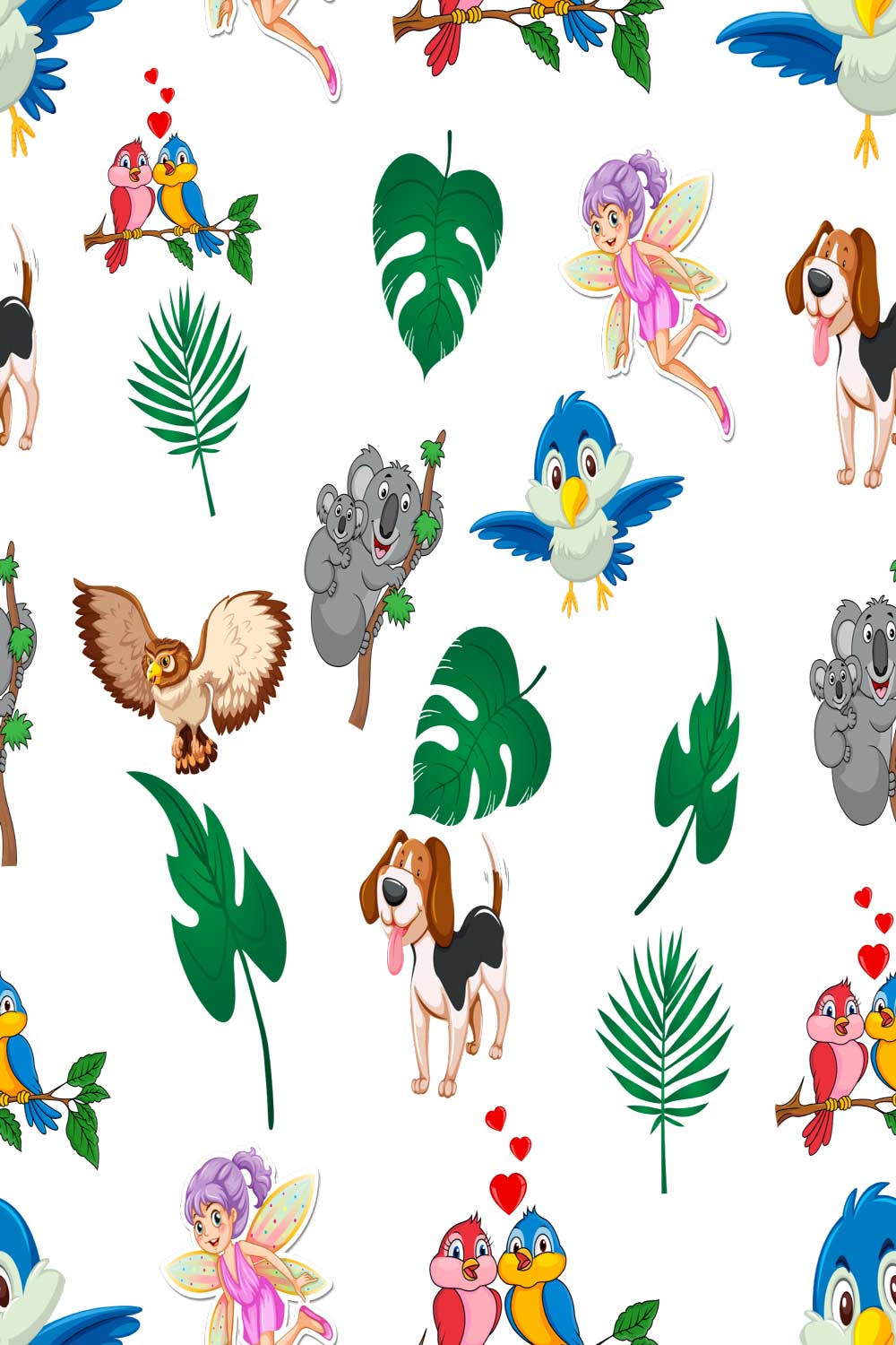 Pattern Design with Birds and Bare pinterest preview image.