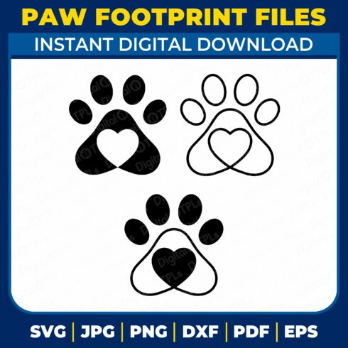 Lovely Paw Footprint SVG Bundle Files cover image.