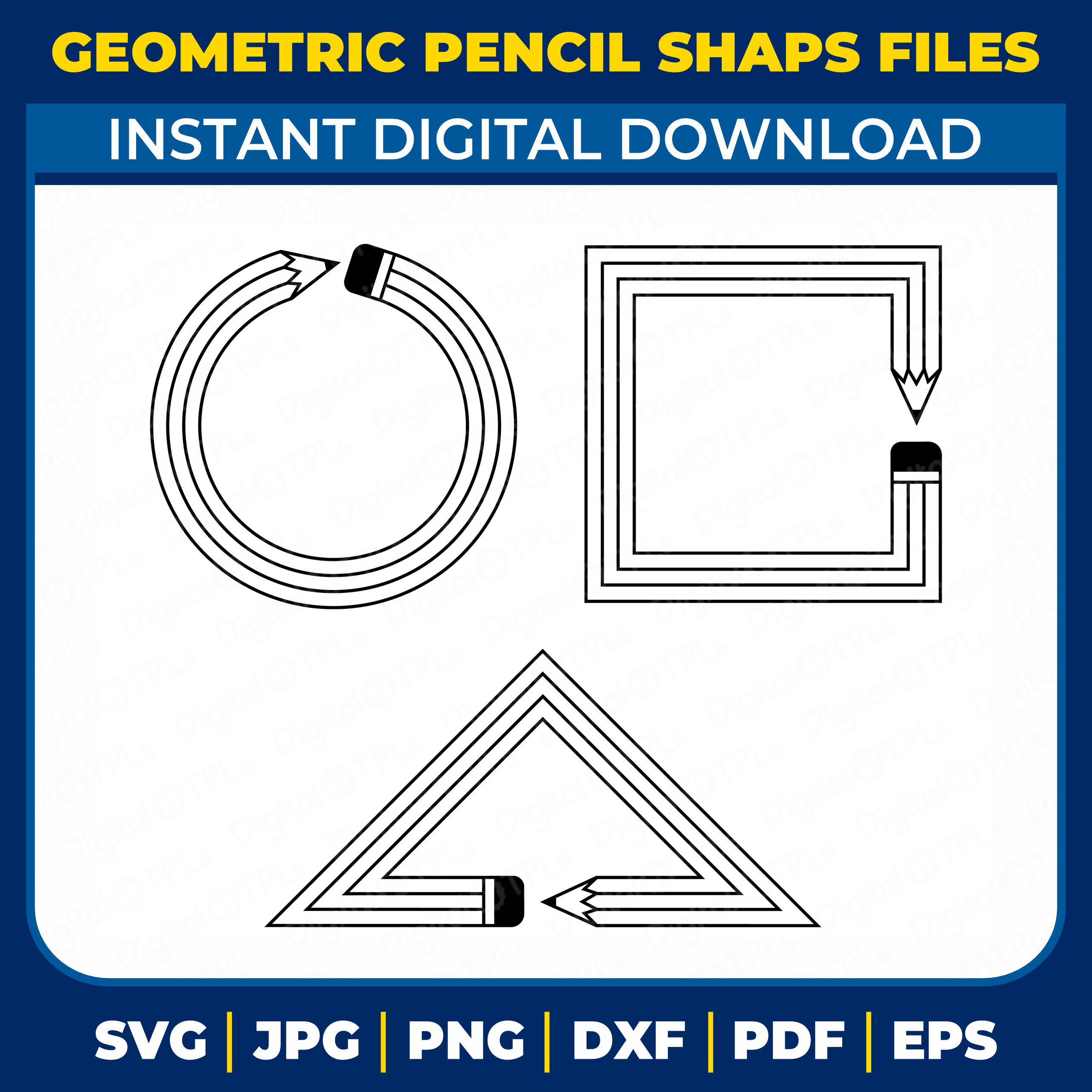 Geometric Pencil Shape SVG Bundle Files cover image.