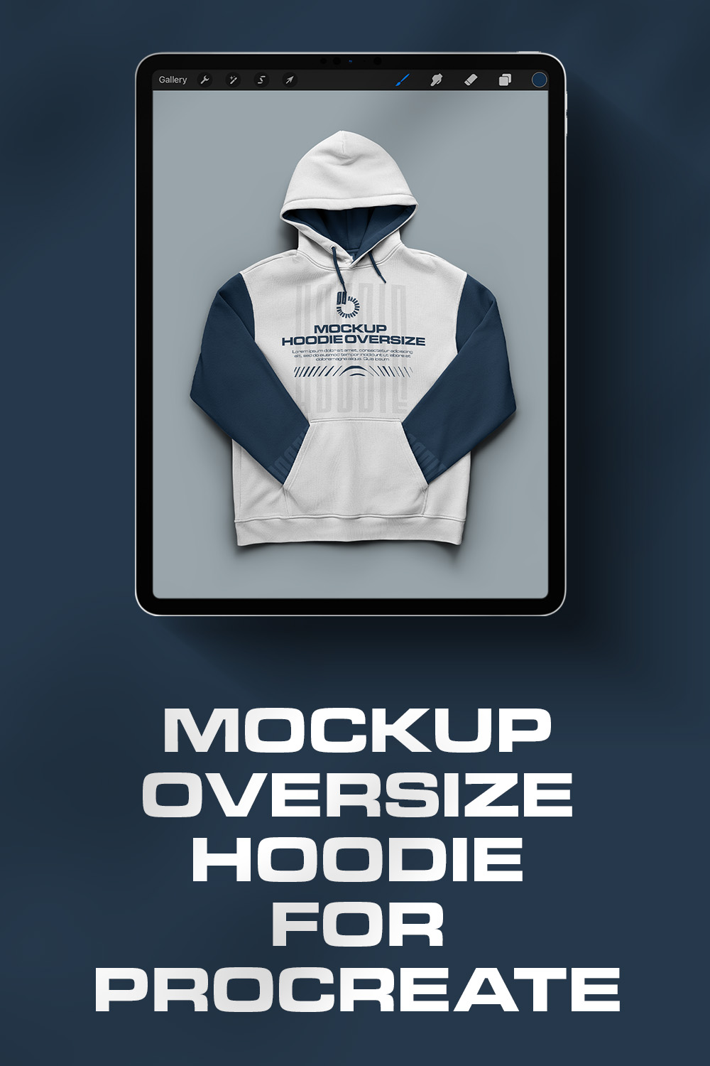 4 Mockups Unisex Oversize Hoodie for Procreate pinterest preview image.
