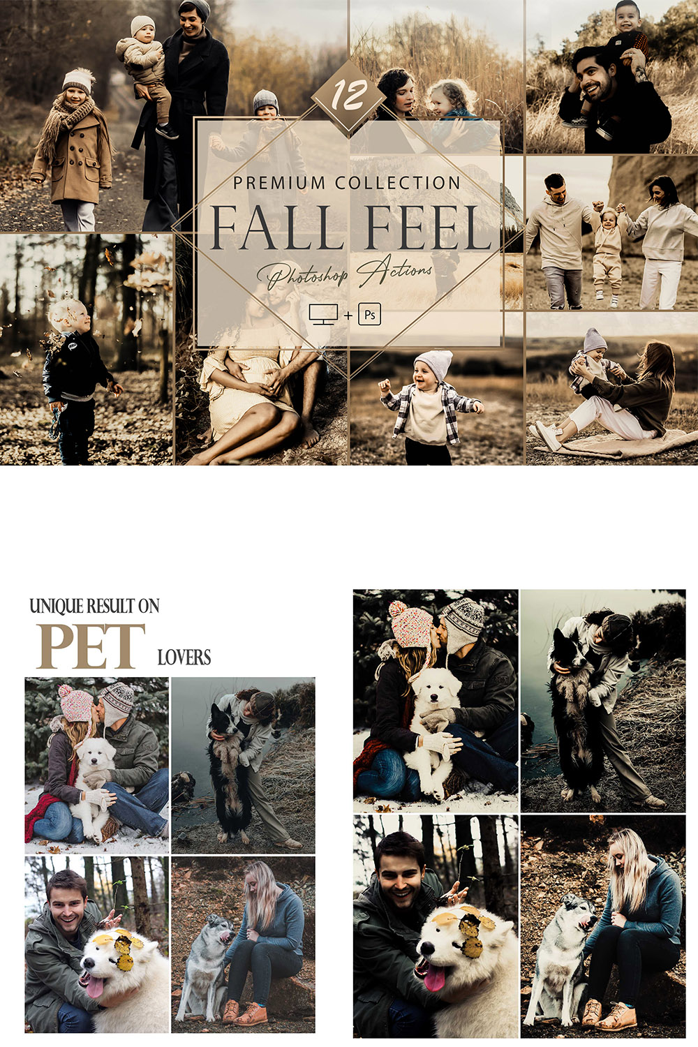 12 Fall Feel Photoshop Actions, Moody Autumn ACR Preset, Family Ps Filter, Portrait And Lifestyle Theme For Instagram, Blogger, Outdoor pinterest preview image.