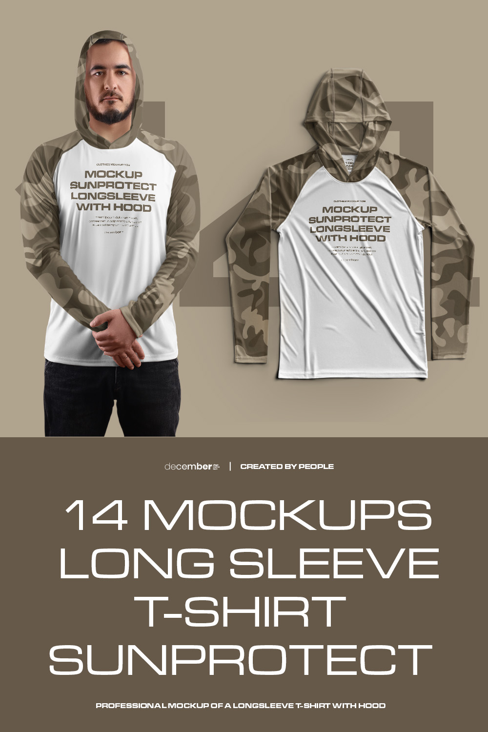 14 Men's Mockups Long Sleeve T-Shirt SunProtect pinterest preview image.