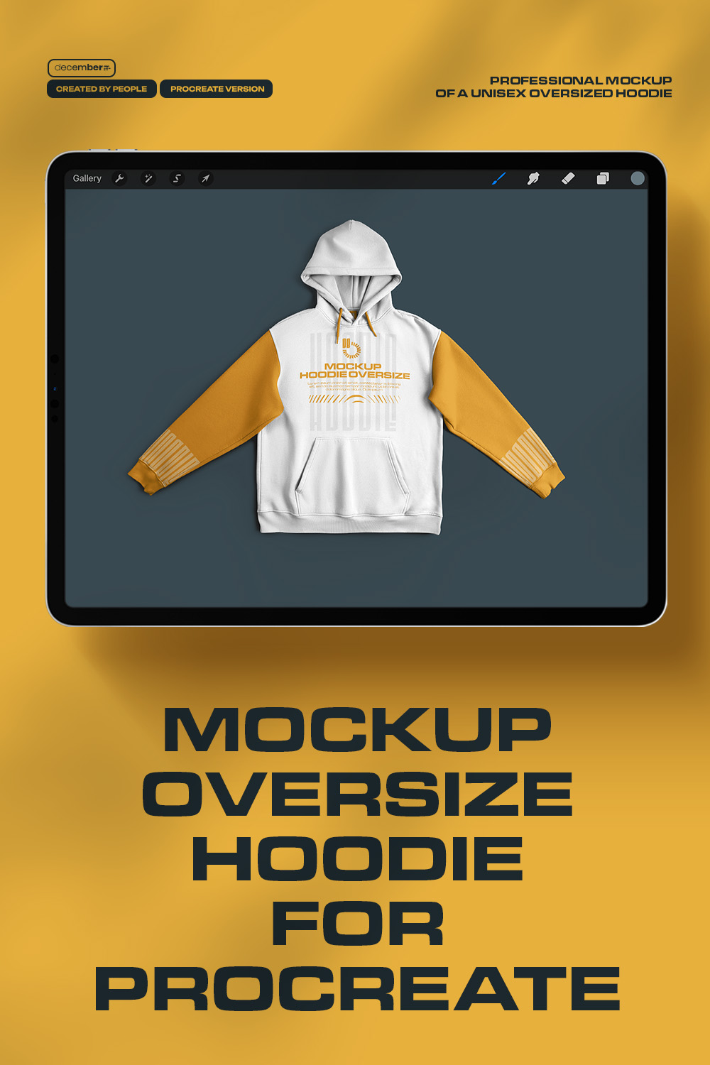 4 Mockups Unisex Oversize Hoodie for Procreate pinterest preview image.