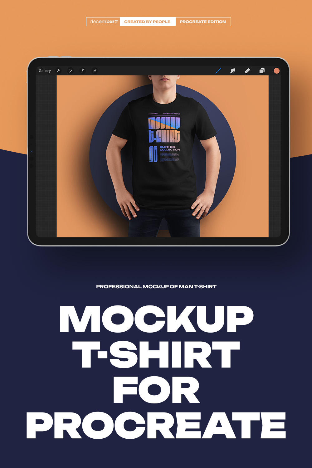 5 Mockups Man T-Shirt for Procreate pinterest preview image.