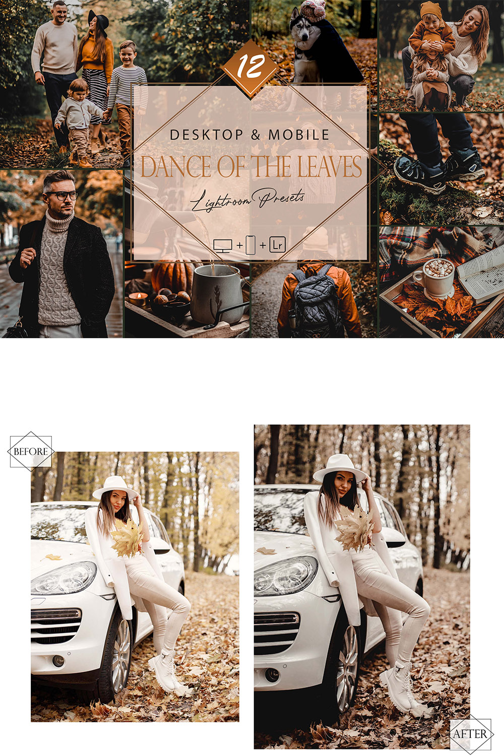 16 Brown Season Lightroom Presets, Moody Preset, Fall Desktop LR Filter, DNG Portrait Lifestyle, Top Theme, Autumn Blogger Instagram pinterest preview image.