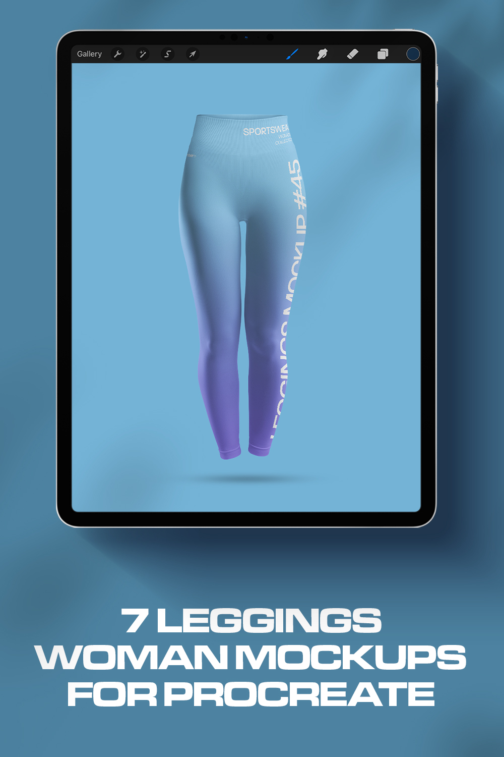 7 Mockups Sports Leggings With Wide Elastic Waist for Procreate pinterest preview image.