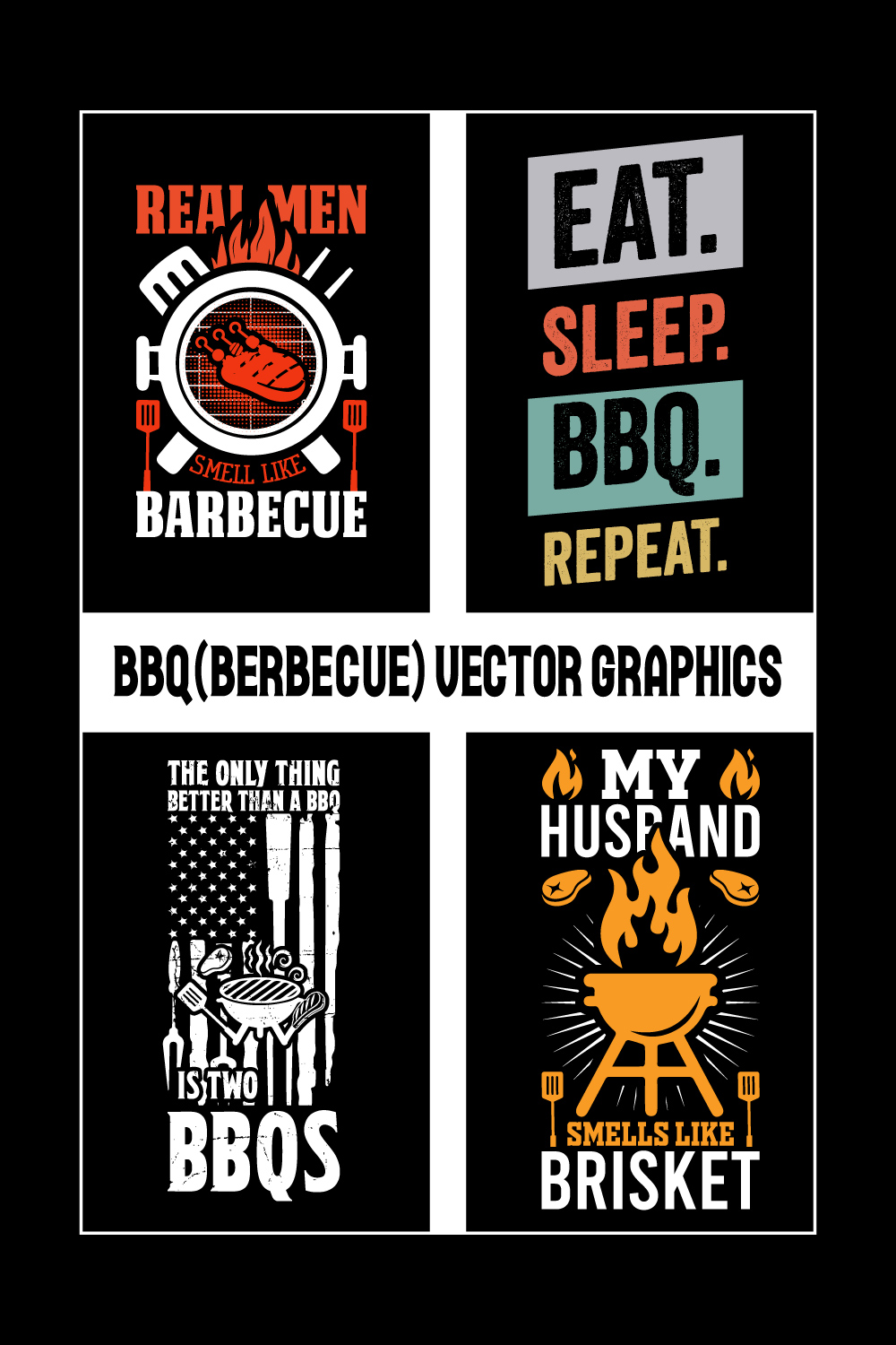 BBQ T-Shirt Design bundle- Barbecue t shirt design bundle & shirts- Barbecue Vector Graphics- Barbecue Grill Typography- BBQ SVG Bundle & Quotes pinterest preview image.